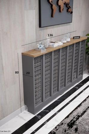 Dekoratif Petek Kaplama Modern Kalorifer Peteği Gizleme Ünitesi 11 Desen 9 Renk İç Ölçü 136 cm Dış Ölçü 140 cm DESEN1