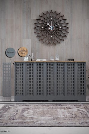 Dekoratif Petek Kaplama Modern Kalorifer Peteği Gizleme Ünitesi 11 Desen 9 Renk İç Ölçü 136 cm Dış Ölçü 140 cm DESEN8