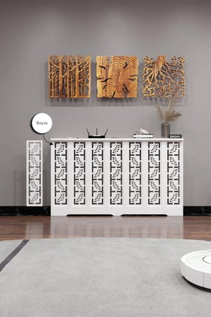 Dekoratif Petek Kaplama Modern Kalorifer Peteği Gizleme Ünitesi 11 Desen 9 Renk İç Ölçü 136 cm Dış Ölçü 140 cm DESEN10