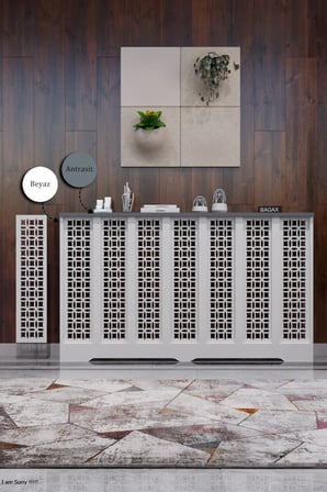Dekoratif Petek Kaplama Modern Kalorifer Peteği Gizleme Ünitesi 11 Desen 9 Renk İç Ölçü 136 cm Dış Ölçü 140 cm DESEN1