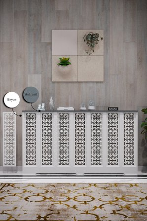 Dekoratif Petek Kaplama Modern Kalorifer Peteği Gizleme Ünitesi 11 Desen 9 Renk İç Ölçü 136 cm Dış Ölçü 140 cm DESEN5