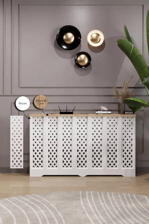 Dekoratif Petek Kaplama Modern Kalorifer Peteği Gizleme Ünitesi 11 Desen 9 Renk İç Ölçü 136 cm Dış Ölçü 140 cm DESEN11