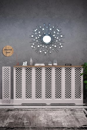Dekoratif Petek Kaplama Modern Kalorifer Peteği Gizleme Ünitesi 11 Desen 9 Renk İç Ölçü 136 cm Dış Ölçü 140 cm DESEN3