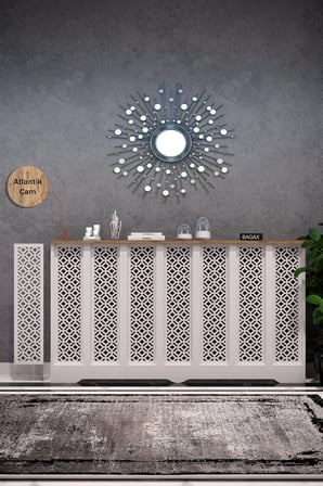 Dekoratif Petek Kaplama Modern Kalorifer Peteği Gizleme Ünitesi 11 Desen 9 Renk İç Ölçü 136 cm Dış Ölçü 140 cm DESEN4