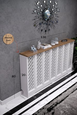 Dekoratif Petek Kaplama Modern Kalorifer Peteği Gizleme Ünitesi 11 Desen 9 Renk İç Ölçü 136 cm Dış Ölçü 140 cm DESEN4