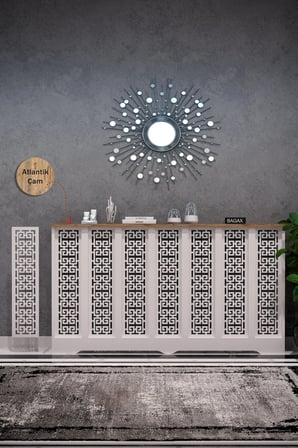 Dekoratif Petek Kaplama Modern Kalorifer Peteği Gizleme Ünitesi 11 Desen 9 Renk İç Ölçü 136 cm Dış Ölçü 140 cm DESEN5