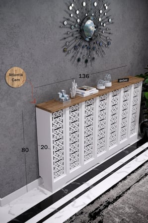Dekoratif Petek Kaplama Modern Kalorifer Peteği Gizleme Ünitesi 11 Desen 9 Renk İç Ölçü 136 cm Dış Ölçü 140 cm DESEN5