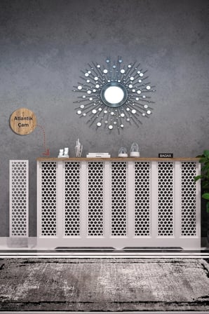Dekoratif Petek Kaplama Modern Kalorifer Peteği Gizleme Ünitesi 11 Desen 9 Renk İç Ölçü 136 cm Dış Ölçü 140 cm DESEN6