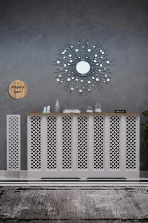 Dekoratif Petek Kaplama Modern Kalorifer Peteği Gizleme Ünitesi 11 Desen 9 Renk İç Ölçü 136 cm Dış Ölçü 140 cm DESEN7