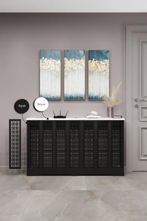 Dekoratif Petek Kaplama Modern Kalorifer Peteği Gizleme Ünitesi 11 Desen 9 Renk İç Ölçü 136 cm Dış Ölçü 140 cm DESEN1