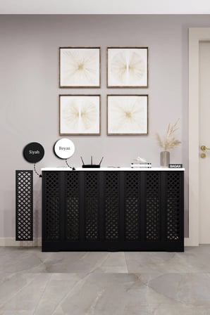 Dekoratif Petek Kaplama Modern Kalorifer Peteği Gizleme Ünitesi 11 Desen 9 Renk İç Ölçü 136 cm Dış Ölçü 140 cm DESEN7