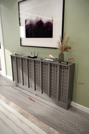 Petek Kaplama Modern Radyatör Kapatma Ünitesi Ön Panel MDF Tasarım İç ölçü 156 cm Dış Ölçü 160 cm DESEN8