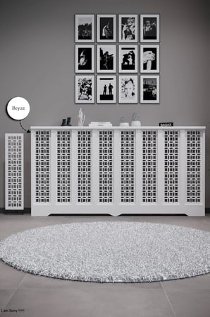 Petek Kaplama Modern Radyatör Kapatma Ünitesi Ön Panel MDF Tasarım İç ölçü 156 cm Dış Ölçü 160 cm DESEN1