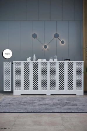 Petek Kaplama Modern Radyatör Kapatma Ünitesi Ön Panel MDF Tasarım İç ölçü 156 cm Dış Ölçü 160 cm DESEN3