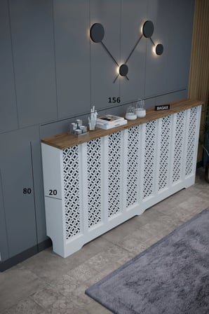 Petek Kaplama Modern Radyatör Kapatma Ünitesi Ön Panel MDF Tasarım İç ölçü 156 cm Dış Ölçü 160 cm DESEN4