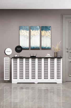 Petek Kaplama Modern Radyatör Kapatma Ünitesi Ön Panel MDF Tasarım İç ölçü 156 cm Dış Ölçü 160 cm DESEN1