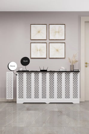 Petek Kaplama Modern Radyatör Kapatma Ünitesi Ön Panel MDF Tasarım İç ölçü 156 cm Dış Ölçü 160 cm DESEN7