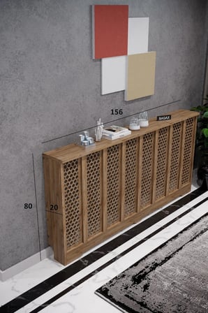 Petek Kaplama Modern Radyatör Kapatma Ünitesi Ön Panel MDF Tasarım İç ölçü 156 cm Dış Ölçü 160 cm DESEN6