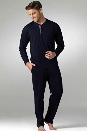 Erkek Lacivert Penye 2'li Pijama Takımı