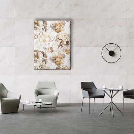 Golden Çiçek Dekoratif Kanvas Duvar Tablosu
