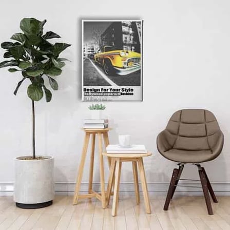 Nostalji Taxi Dekoratif Kanvas Duvar Tablosu