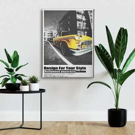 Nostalji Taxi Dekoratif Kanvas Duvar Tablosu