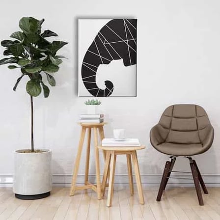 Geometrik Motifli Fil Dekoratif Kanvas Duvar Tablosu