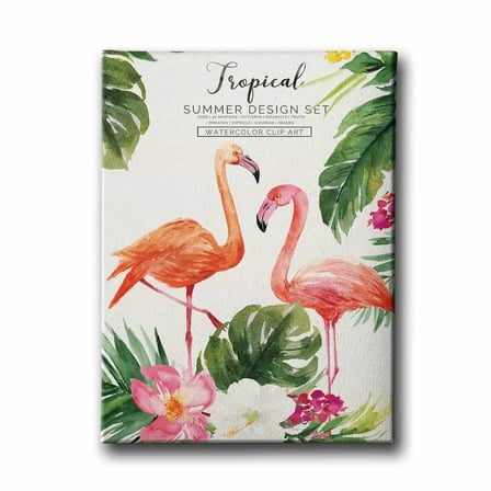 Flamingo Watercolor Dekoratif Kanvas Duvar Tablosu
