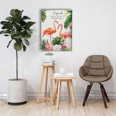 Flamingo Watercolor Dekoratif Kanvas Duvar Tablosu