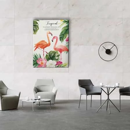 Flamingo Watercolor Dekoratif Kanvas Duvar Tablosu