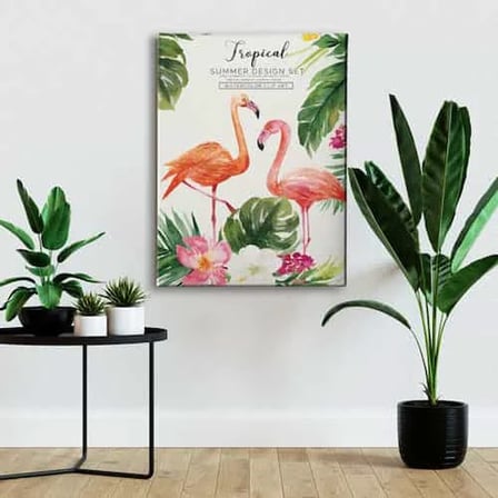 Flamingo Watercolor Dekoratif Kanvas Duvar Tablosu