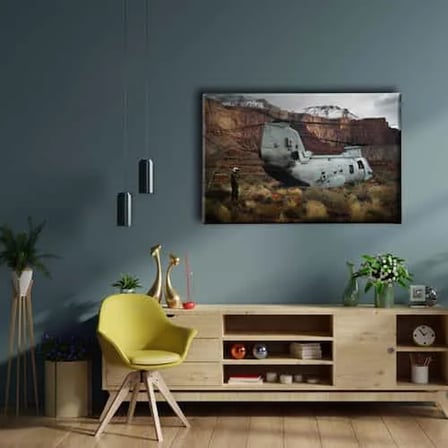 Askeri Helikopter Dekoratif Kanvas Duvar Tablosu