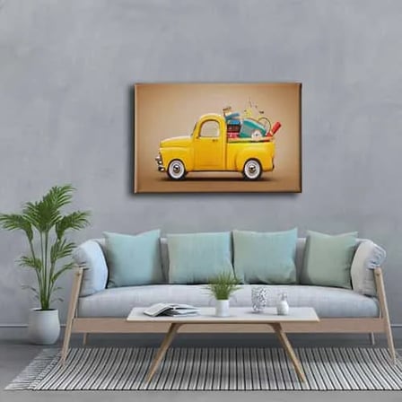 Sarı Chevrolet Kamyonet Dekoratif Kanvas Duvar Tablosu