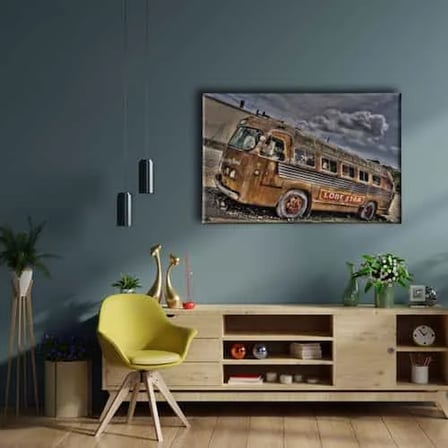 Eski Otobus Dekoratif Kanvas Duvar Tablosu
