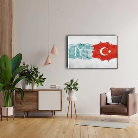 Bayrak Dekoratif Kanvas Duvar Tablosu