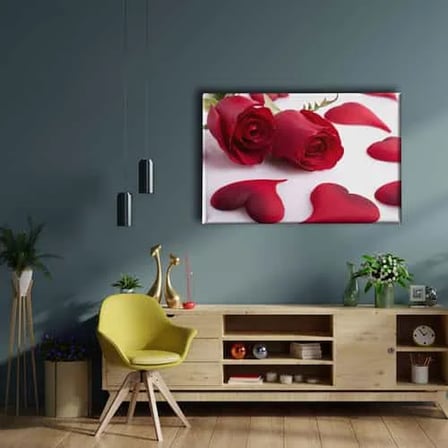 Aşk - Pembe Gül Dekoratif Kanvas Duvar Tablosu