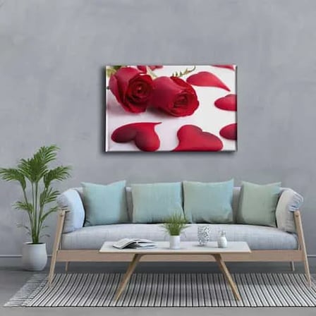 Aşk - Pembe Gül Dekoratif Kanvas Duvar Tablosu