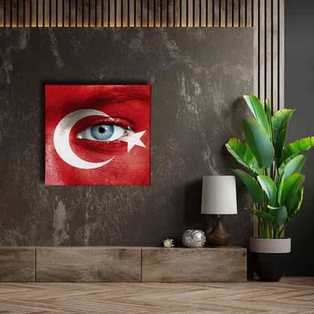 Mavi Goz -Ay Yıldız Dekoratif Kanvas Duvar Tablosu