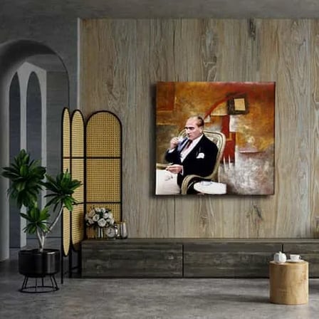 Atatürk Portresi Dekoratif Kanvas Duvar Tablosu