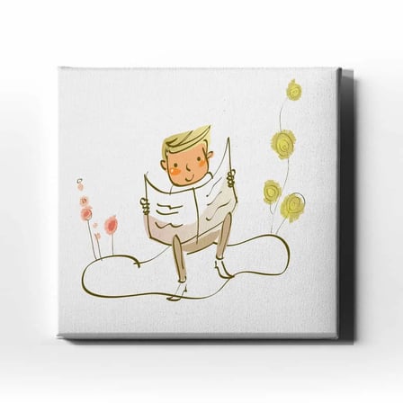 Kitap Okuyan Çocuk Odası Kanvas Duvar Tablosu