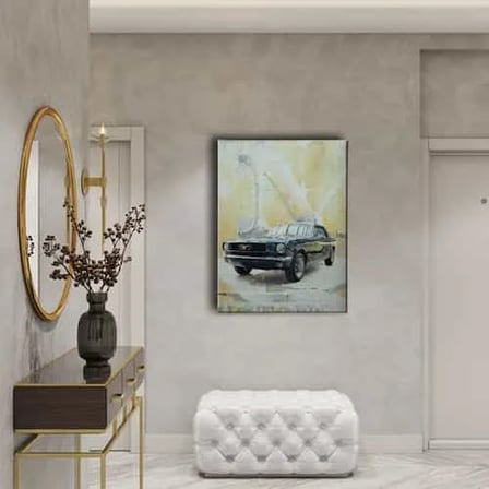 Mustang Klaik Araba Dekoratif Kanvas Duvar Tablosu