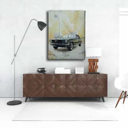 Mustang Klaik Araba Dekoratif Kanvas Duvar Tablosu