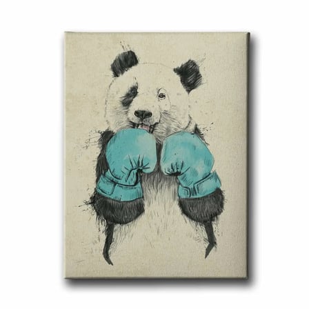 Boksor Panda Dekoratif Kanvas Duvar Tablosu