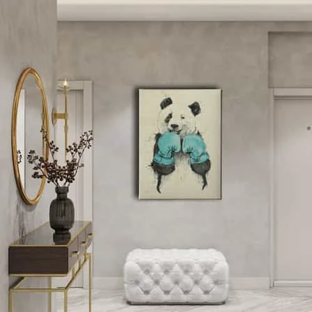 Boksor Panda Dekoratif Kanvas Duvar Tablosu