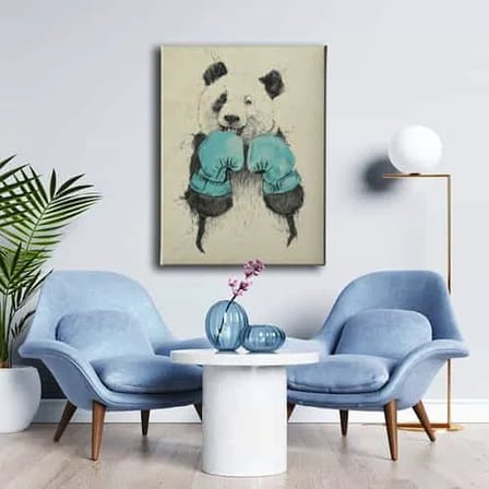 Boksor Panda Dekoratif Kanvas Duvar Tablosu