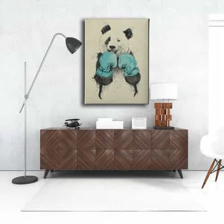 Boksor Panda Dekoratif Kanvas Duvar Tablosu