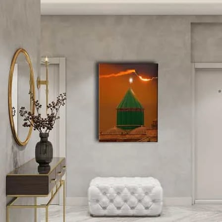 Mevlana Türbesi ve Gün Batımı İslami Hat Sanatı Kanvas Tablo