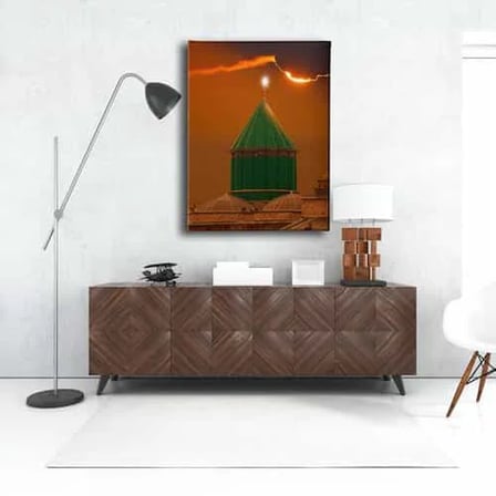 Mevlana Türbesi ve Gün Batımı İslami Hat Sanatı Kanvas Tablo