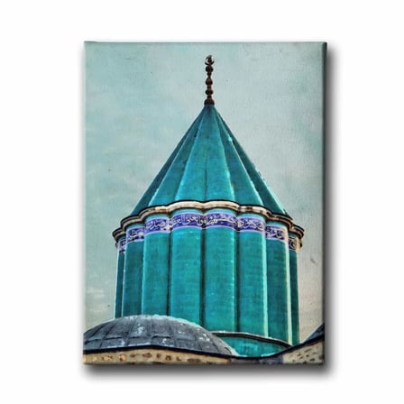 Mevlana Türbesi Yeşil Kubbe İslami Hat Sanatı Kanvas Tablo