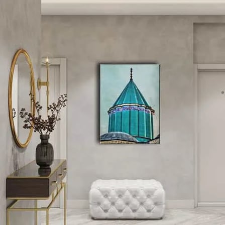 Mevlana Türbesi Yeşil Kubbe İslami Hat Sanatı Kanvas Tablo